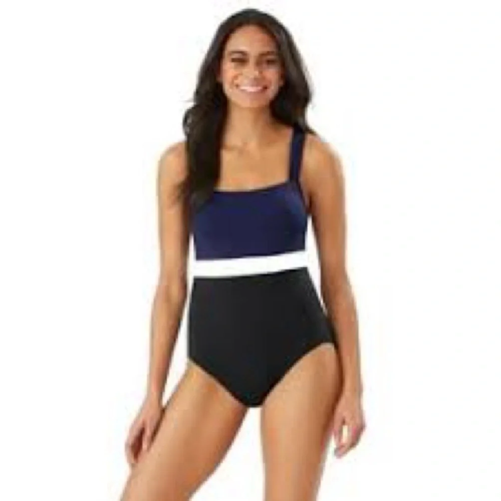 NWT Tommy Bahama Colorblock One Piece Tummy Control Swimsuit Summer Beach - Picture 2 of 11